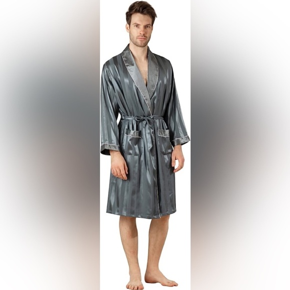 Other - New Mens Silky Pajama Robe Short Set w/ 2 Pockets Multiple Sizes